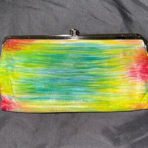 HOBO rare Painted Brushstroke Leather Clutch EUC.